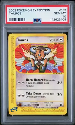 2002 POKEMON EXPEDITION #133 TAUROS PSA 10 - Image 1