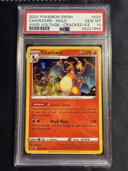 2020 Pokemon Sword & Shield CHARIZARD- VIVID VOLTAGE CRACKED ICE HOLO #25 PSA 10 - Image 1