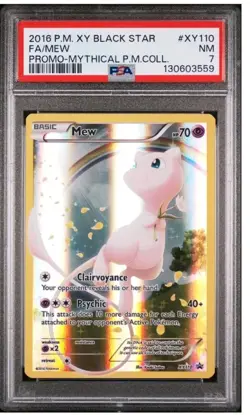 Pokemon Mew Mythical Pokemon Collection Black Star Full Art Promo XY110 PSA 7 - Image 1