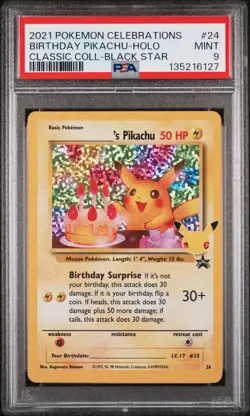 2021 POKEMON CELEBRATIONS CLASSIC COLL #24 BIRTHDAY PIKACHU-HOLO PSA 9 - Image 1