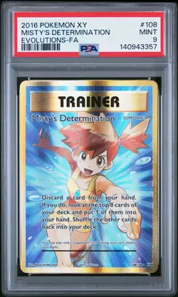 2016 POKEMON XY EVOLUTIONS #108 FULL ART/MISTY'S DETERMINATION PSA 9 - Image 1