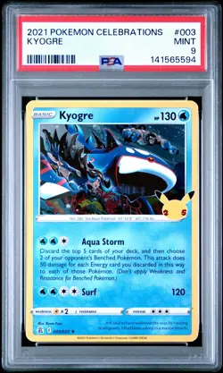 2021 POKEMON CELEBRATIONS #003 KYOGRE PSA 9 - Image 1
