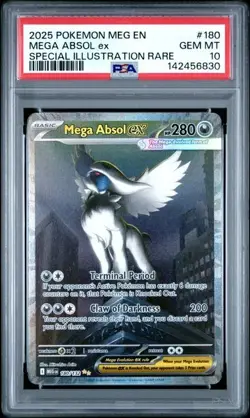2025 POKEMON MEGA EVOLUTION #180 ABSOL ex SPECIAL ILLUSTRATION RARE SIR PSA 10 - Image 1