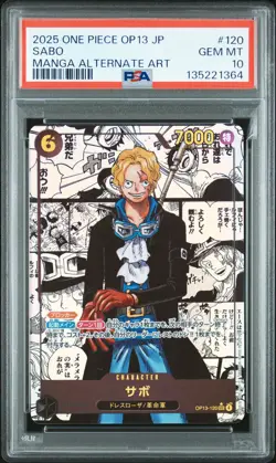 2025 ONE PIECE JPN OP13-CARRYING ON HIS WILL MANGA ALTERNATE ART SABO PSA 10 - Image 1