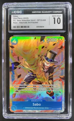 2025 ONE PIECE CCG SABO RARE ALTERNATE ART OP10-049 CGC 10 TL3 - Image 1