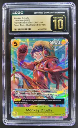 2025 ONE PIECE CCG MONKEY D. LUFFY SUPER RARE OP07-109 CGC 10 PRISTINE TL3 - Image 1