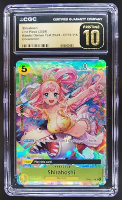 2024 ONE PIECE CCG SHIRAHOSHI BANDAI GAMES FEST OP03-116 CGC 10 PRISTINE TL3 - Image 1