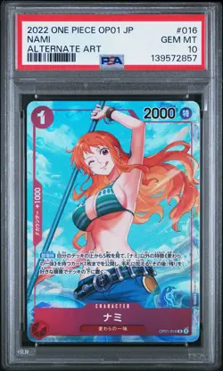 2022 ONE PIECE JPN OP01-ROMANCE DAWN ALTERNATE ART #016 NAMI PSA 10 - Image 1