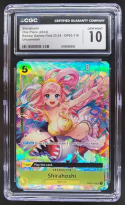 2024 ONE PIECE CCG SHIRAHOSHI BANDAI GAMES FEST OP03-116 CGC 10 TL3 - Image 1