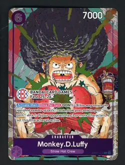 Bandai Card Fest 25-26 One Piece Monkey D Luffy Afro Promo Card OP07-073 English - Image 1
