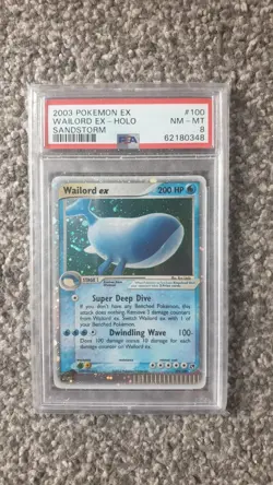 POKEMON CARD 2003 EX WAILORD EX HOLO SANDSTORM #100 GRADED PSA 8 - Image 1