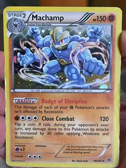 POKEMON MACHAMP 49/101 RARE COSMOS HOOFOIL PLASMA BLAST HP CARD - Image 1