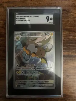 2023 Pokemon TCG Raichu Holo Illustration Rare Paldea Evolved Card 211/193 SGC 9 - Image 1