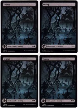 MTG Wilds of Eldraine Full Art Swamp x 4 (Common) - Image 1