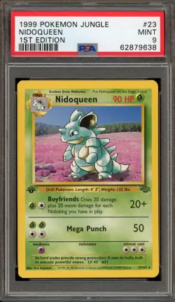 Pokemon Nidoqueen Jungle 1st Edition NON Holo Rare #23 PSA 9 Mint - Image 1
