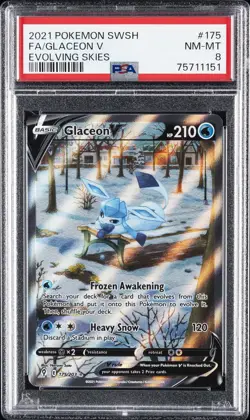 2021 POKEMON SWORD & SHIELD EVOLVING SKIES #175 FULL ART/GLACEON V PSA 8 - Image 1