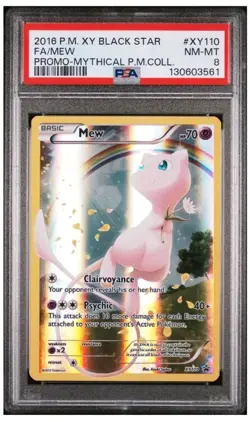 2016 Pokemon TCG XY Mythical Collection Mew Promo XY110 PSA 8 Foil Black Star - Image 1