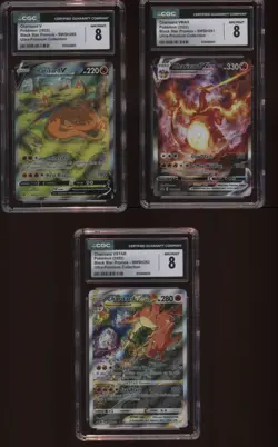 Lot of (3) CGC 8 Graded 2022 Pokemon BSP UPC Charizard V VMAX VSTAR Set - Image 1