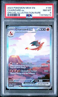 2023 POKEMON MEW EN-151 SPECIAL ILLUSTRATION RARE #199 CHARIZARD EX PSA 8 - Image 1