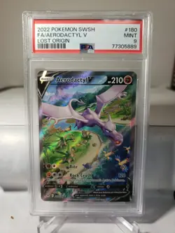 PSA 9 MINT 2022 POKEMON LOST ORIGINS FULL ALT ART AERODACTYL V NO. 180 - Image 1