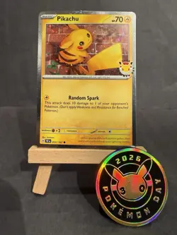 Pikachu 051 /162 Stamped 2026 Pokemon Day 30 Promo TCG With Coin - Image 1