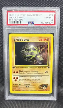 2000 Pokemon Gym Heroes Brock's Onix #21 PSA 8 1st Edition - Image 1