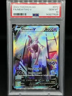2022 POKEMON GO #072 FULL ART/MEWTWO V PSA 10 - Image 1