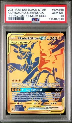 2021 Pokemon SM Black Star Promo Premium Pikachu & Zekrom GX FA #SM248 - PSA 10! - Image 1