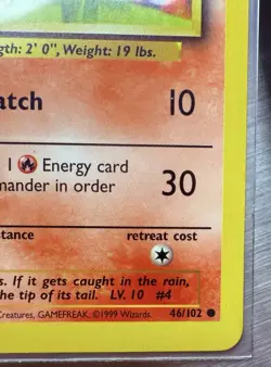 1999 WOTC POKEMON GAME BASE SET SHADOWLESS 1ST EDITION CHARMANDER #46/102 NM/MT - Image 4