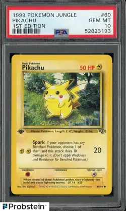 1999 POKEMON JUNGLE PIKACHU 1ST EDITION #60 PSA 10 GEM MINT - Image 1