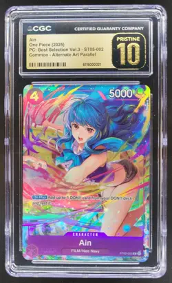 2025 ONE PIECE CCG AIN ALTERNATE ART PARALLEL ST05-002 CGC 10 PRISTINE TL3 - Image 1