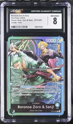 One Piece Zoro and Sanji Foil Leader ST12-1 Roronoa Zoro & Sanji CGC 8 POP 2 - Image 1