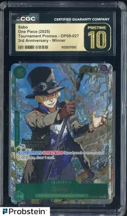 2025 One Piece Chinese 3rd Anniversary Set Winner #027 Sabo CGC 10 PRISTINE - Image 1