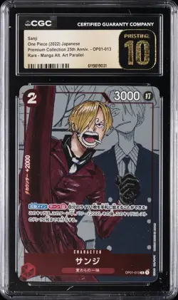 2022 ONE PIECE JAPANESE MANGA ALTERNATE ART #OP01-013 SANJI CGC 10 PRISTINE - Image 1