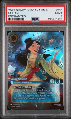 2025 DISNEY LORCANA EN 9-FABLED ENCHANTED MULAN - CONSIDERATE DIPLOMAT PSA 9 - Image 1