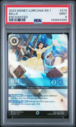 2023 DISNEY LORCANA EN 1-THE FIRST CHAPTER ENCHANTED #214 BELLE PSA 9 - Image 1
