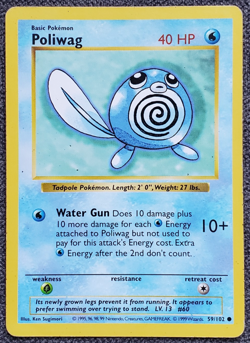 Shadowless Poliwag - Base Set - #59/102 - Vintage Pokemon Card 1999 WOTC - Image 1