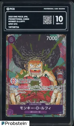 2025 One Piece Japanese Promotional Cards Monkey D Luffy OP07-073 PCG 10 - Image 1
