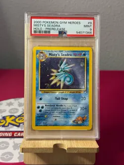 2000 MISTY'S SEADRA POKEMON GYM HEROES HOLO-PRERELEASE #9 PSA 9 WOTC SWIRL - Image 1
