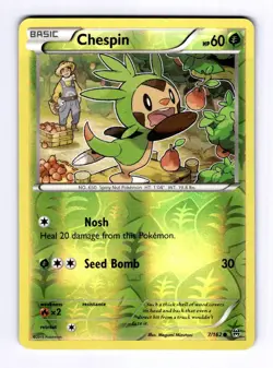 Chespin (7) XY - BREAKthrough #7 (2015) Common Reverse Holo NM Pokemon - Image 1