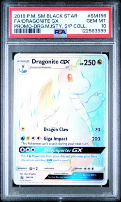 2018 POKEMON SM BLACK STAR PROMO #SM156 FULL ART/DRAGONITE GX PSA 10 - Image 1