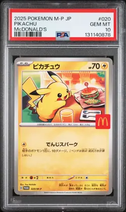 2025 Pokemon M-P Japanese Pikachu McDonalds #020 PSA 10 GEM MINT - Image 1
