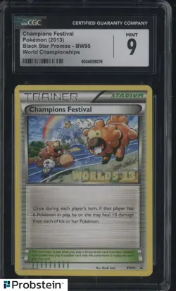 2013 Pokemon Black Star Promo World Championships #BW95 Champions Festival CGC 9 - Image 1