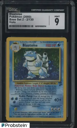 2000 Pokemon Base Set 2 #2/130 Blastoise Holo CGC 9 MINT - Image 1