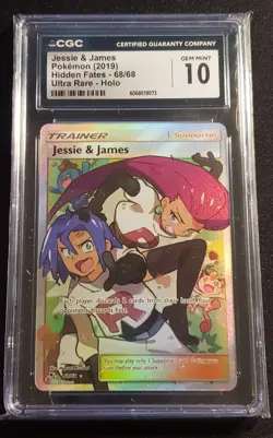 2019 Pokemon Sun & Moon Hidden Fates Full Art Jessie & James 68/68 CGC 10 - Image 1