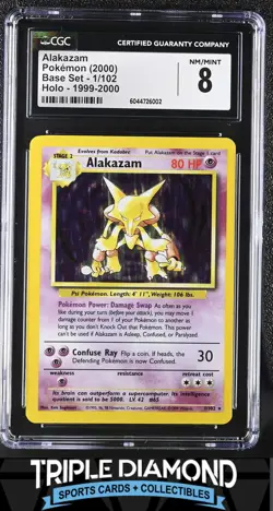 2000 Pokemon Base Set #1/102 Alakazam Holo CGC 8 NM-MT L551 - Image 1