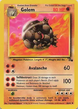 Golem 36/62 Fossil Uncommon - Pokemon TCG - LP - Image 1