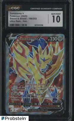 2020 Pokemon Sword & Shield Ultra Rare #196 Zamazenta V CGC 10 GEM MINT - Image 1