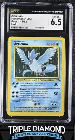 1999 Pokemon Fossil #2/62 Articuno Holo CGC 6.5 EX-NM+ L552 - Image 1