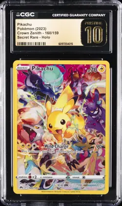 2023 POKEMON CROWN ZENITH #160 PIKACHU CGC 10 PRISTINE - Image 1